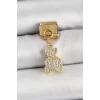 316L Çelik Sallantılı Zirkon Taşlı Ayıcık Model Gold Renk Nomination Charm