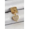 316L Çelik Sallantılı Zirkon Taşlı Kalp Model Gold Renk Nomination Charm