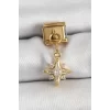316L Çelik Sallantılı Zirkon Taşlı Kutup Yıldızı Model Gold Renk Nomination Charm