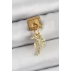 316L Çelik Sallantılı Zirkon Taşlı Palmiye Ağacı Model Gold Renk Nomination Charm