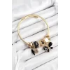 316L Çelik Siyah Zirkon Taşlı Kelebek Model Gold Renk Charm Bileklik