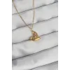 316L Çelik Zincir Gold Renk Renkli Zirkon Taşlı Kalp Kolye
