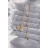 316L Çelik Zincir Gold Renk Zirkon Taşlı Yıldız Figürlü Oval Kolye