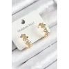 316L Çelik Zirkon Taşlı Çit Halka Model Gold Renk Kadın Küpe