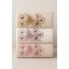 3lü Lüks &#37;100 Pamuklu Mutfak Havlusu Seti 3D Kelebek Aplikeli 30x50 Cm