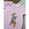 Luz&Pos 6-9 12-18 18-24 24-36 Ay Animal Nakışlı Bal Peteği Kumaş Es Fermuarlı Kız Bebek Tulumu Pembe