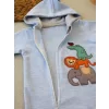 Luz&Pos 6-9 9-12 Ay Ef Çizgi Boy Fermuarlı Hayvanlar Alemi Nakışlı Kapşonlu Kız Erkek Bebek Tulumu Mavi