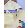 Luz&Pos 6-9 9-12 Ay Ef Çizgi Boy Fermuarlı Hayvanlar Alemi Nakışlı Kapşonlu Kız Erkek Bebek Tulumu Sarı
