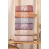 6 lı &#37;100 Pamuklu El Yüz Havlu Seti Renkli Leopar Desen 50x90 Cm