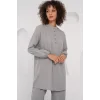 6678 Keten Tunik Pantolon İkili Takım - Gri