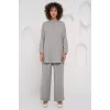 6678 Keten Tunik Pantolon İkili Takım - Gri