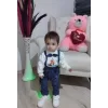 Luz&Pos 9-12-18 Ay Papyonlu Sweat Kot Pantolon 2li Erkek Bebek Salopet Takımı Lacivert