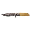 A2150c Kahve Kamp Çakısı 21cm- Manuel, Ahşap İşlemeli Sap,kemerlikli