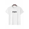 Anneler Gününe Özel Tasarım Mom Çiçek Baskılı T-shirt - Beyaz