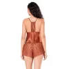 Koyu Yeşil Saten Babydoll Şort Takımı