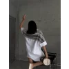 ARKASI FİLE TÜL PARÇALI GÖMLEK - Bej