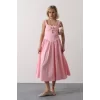 Askılı Uzun Elbise - Pembe