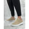 BA0104 Bağcıklı Krem Süet Beyaz Taban Spor Klasik Erkek Ayakkabı