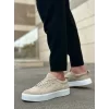 BA0104 Bağcıklı Krem Süet Beyaz Taban Spor Klasik Erkek Ayakkabı