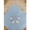 Luz&Pos Bal Peteği My Prince Taç Nakışlı İnci Fiyonklu Dantel Duvaklı Delüks Kundak Bebek Battaniyesi Mavi