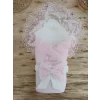 Luz&Pos Bal Peteği My Princess Taç Nakış İnci Fiyonklu Dantel Duvaklı Delüks Kundak Bebek Battaniyesi Pembe