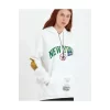 Baskılı Kapüşonlu Sweatshirt - Beyaz