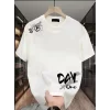 Baskılı Oversize Bisiklet Yaka T-shirt - Beyaz