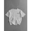 Baskılı Oversize Bisiklet Yaka T-shirt - Beyaz