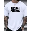 Baskılı Oversize Bisiklet Yaka T-shirt - Beyaz