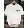 Baskılı Oversize Bisiklet Yaka T-shirt - Beyaz