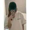 Baskılı Oversize Bisiklet Yaka T-shirt - Beyaz