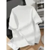 Baskılı Oversize Bisiklet Yaka T-shirt - Beyaz