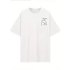 Baskılı Oversize Bisiklet Yaka T-shirt - Beyaz