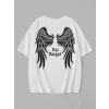 Baskılı Oversize Bisiklet Yaka T-shirt - Beyaz