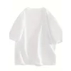 Baskılı Oversize Bisiklet Yaka T-shirt - Beyaz
