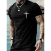 Baskılı Oversize Bisiklet Yaka T-shirt - Siyah