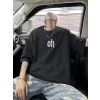 Baskılı Oversize Bisiklet Yaka T-shirt - Siyah