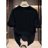 Baskılı Oversize Bisiklet Yaka T-shirt - Siyah