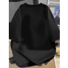 Baskılı Oversize Bisiklet Yaka T-shirt - Siyah