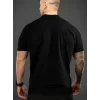 Baskılı Oversize Bisiklet Yaka T-shirt - Siyah