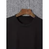 Baskılı Oversize Bisiklet Yaka T-shirt - Siyah