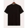 Baskılı Oversize Bisiklet Yaka T-shirt - Siyah