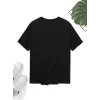 Baskılı Oversize Bisiklet Yaka T-shirt - Siyah