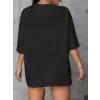 Baskılı Oversize Bisiklet Yaka T-shirt - Siyah