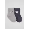 Luz&Pos Bear Penye Soket Çorap 2li Gri