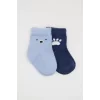 Luz&Pos Bear Penye Soket Çorap 2li Mavi