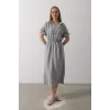 Beli Lastikli Elbise - Gri