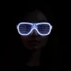 Beyaz Led Işıklı Parti Gözlüğü - Neon Glow Şerit Gözlük 3 Modlu