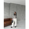 Bisiklet Yaka Uzun Kollu Crop - Gri