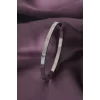 Çelik Gümüş Renk Zirkon Taş Detay Kadın Kelepçe